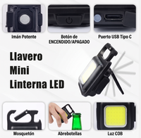 Mini Linterna LED Recargable Magnética USB
