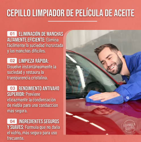 Cepillo Limpiador Hidrofóbico para Parabrisas 2 en 1 — Repele el Agua y Elimina la Grasa